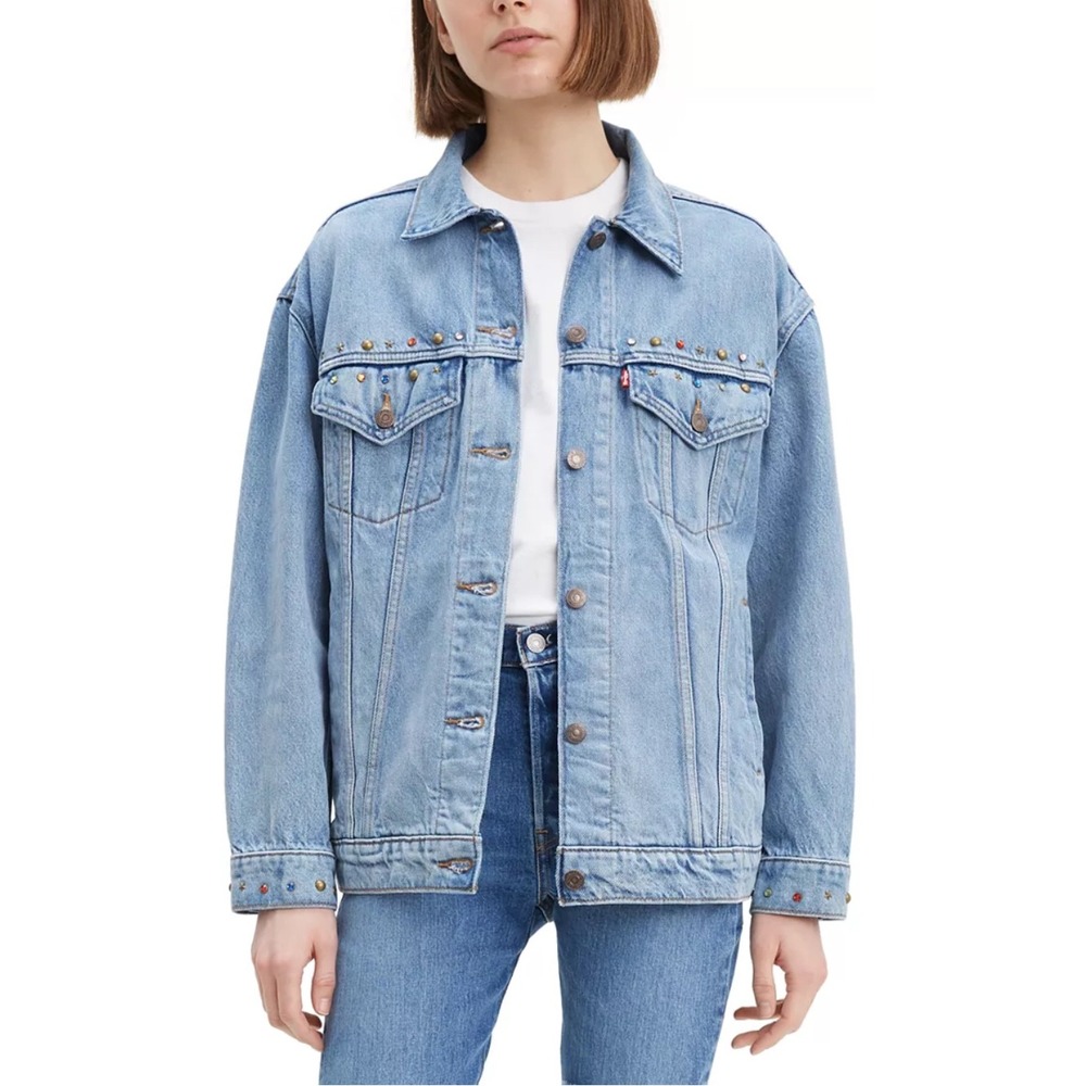Levi's Women's‎ Denim  Jean Jacket Baggy Trucker ORIGINAL Light Wash 
Sparkly